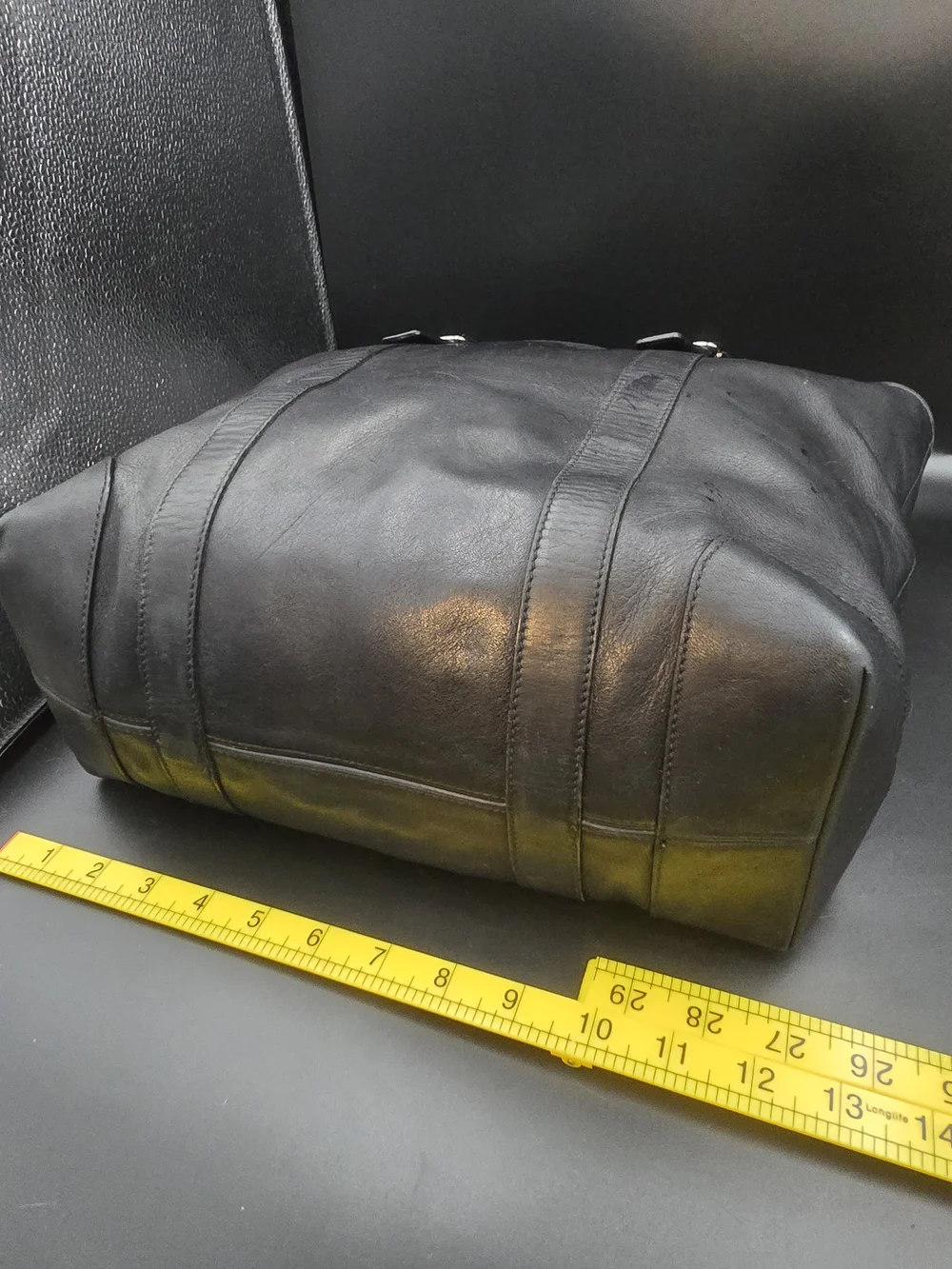 Coach Black Leather Tote with Buckle Straps